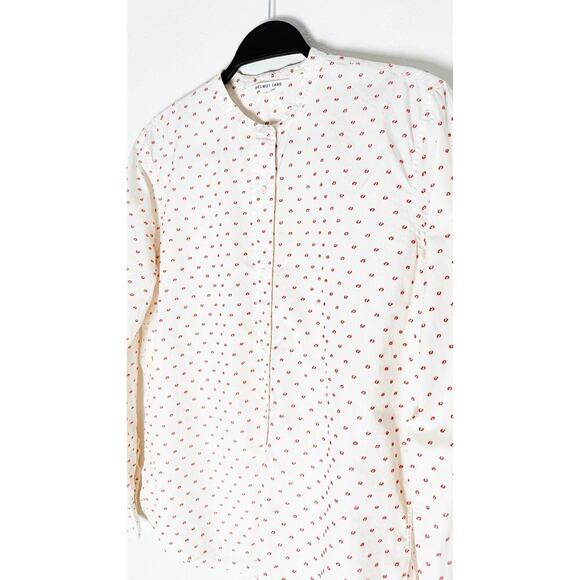 Helmut Lang Womens Button Cotton Up Blouse Cream White Stripe Red Fil Coupe Dots - Picture 3 of 11